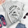 thumbnail image 2 of Keepin' It Reel Shirt, Unisex Women's Men's Shirt, Fishing Shirt, Fish Pun Shirt, Fisherman Shirt, Heather Ash, Medium, 2 of 6