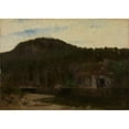 thumbnail image 3 of August Cappelen 14x11 Black Modern Framed Museum Art Print Titled - Landscape Study with a Lake (1851), 3 of 5
