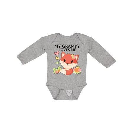 

Inktastic My Grampy Loves Me- Little Fox Gift Baby Boy or Baby Girl Long Sleeve Bodysuit