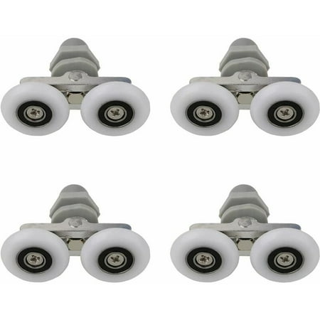 Roulettes Doubles pour Porte de Douche Roulettes pour Porte de Douche Roulettes Coulissantes Porte Salle de Bain Douche Rouleau de Douche de Rechange,Pièces de rechange pour salle de bain 23mm 4 PCS