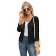 thumbnail image 3 of Women'S 2025 Cropped Cardigan 3/4 Sleeve Crochet Shrug Hollowed-Out Knit Sweater Tops Black M, 3 of 9