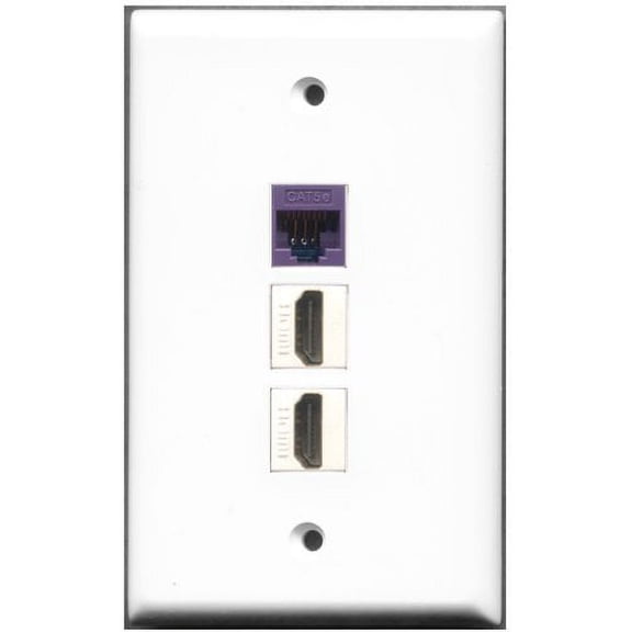 RiteAV - 2 Port HDMI 1 Cat5e Ethernet Purple Wall Plate