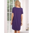 thumbnail image 4 of DARING DIVA Women's Short Sleeve Button Down Nightshirt XS Purple, 4 of 6