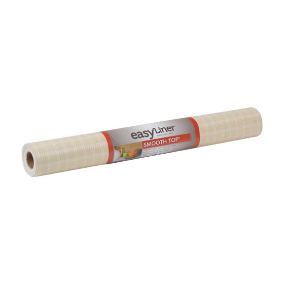 Duck Smooth Top Easy Liner 20 In. x 6 Ft. Shelf Liner, Plaid Sandstone