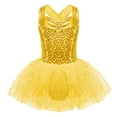 thumbnail image 6 of iiniim Girls Kids Sequined Hollow Back Strap Ballet Leotards Tulle Tutu Dress 6-16 Gold 6, 6 of 7