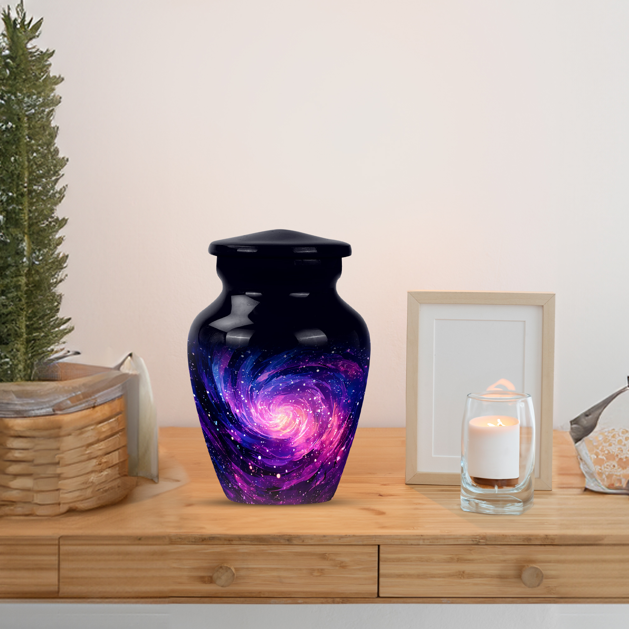 MUKTIVE Galaxy Funeral Urn for Adult Ashes Male & Female, Memorial Blue Unique Urns for Ashes Husband and Wife, Decorative Cremation Urn for Men & Women, 3 Inch