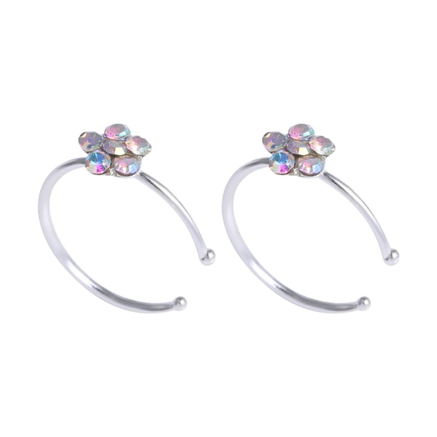 Fiudx Joyas de Cristal para La Nariz, Elegante Aro Nasal con Diseño Floral, Pendientes de Cobre Brillante, Juego de Accesorios de Moda, Ideal Como Regalo, Ideal para Amantes de La Joyería. Juego de 2