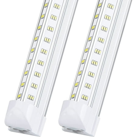 

JSTCL 10Pack 8Ft LED Shop Light Fixture100W Integrated LED Tube Light 15500LM6500KClear Cover 6 Rows V Shape 270 Degree T8 LED Lighting for Garage Warehouse Workshop Basement