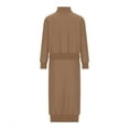 thumbnail image 7 of Vivianyo HD Women's Two-piece Waffle Knit Half-neck Suit Long-sleeved Oversized Top Long Skirt Suit Brown, 7 of 7