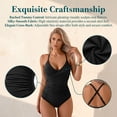 thumbnail image 4 of Women's One Piece Swimsuit Tummy Control Bathing Suit for Women with V Neck Cross Front & Wrap Tie Back, Full Coverage Swimwear, Black Stripe, 4 of 8