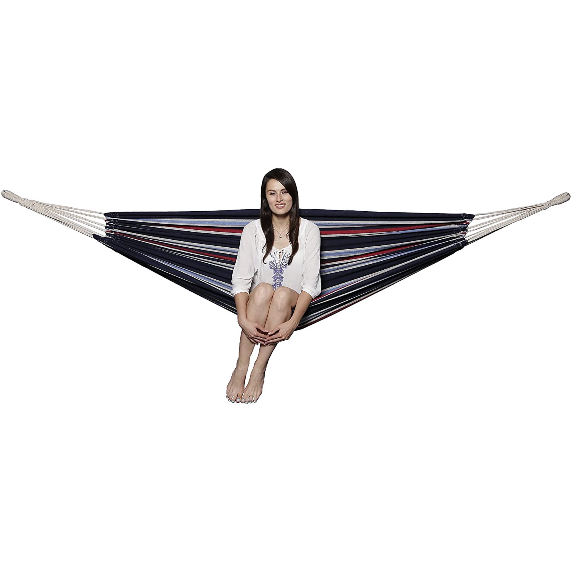 Gilbin Cotton Double Hammock Portable 2 Person Durable Extra Large Canvas Hammock, Canvas Double Brazilian Hammock, Perfect for Camping, Outdoors Gear, Backpack, Hiking, Hunting, Backyard