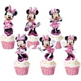 thumbnail image 2 of Disney-adornos para tartas de Minnie Mouse rosa, decoración para cupcakes de ratón para fiesta de cumpleaños para niñas y niños, suministros para Baby Shower, 24 piezas, 2 of 3