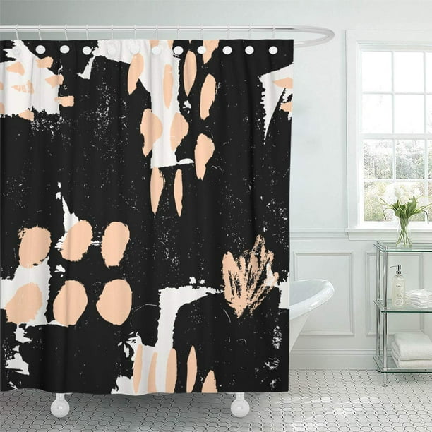 Cynlon Hand Brush Strokes In Pastel, Peach And Grey Shower Curtain