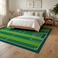 thumbnail image 3 of ODIKA 6'x9' Washable Area Rug Easy Care, Non-Shedding, Doormat Soccer Door Field Bordered Stadium Stripe Layout Themed for Queen Size Bedroom Under Bed Master Suite, 3 of 7