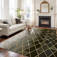 thumbnail image 2 of Yellow Geometric Area Rugs 6'x9', Washable Small Throw Rugs for Kitchen Dining room, Modern Abstract Gradient Marble Indoor Outdoor Rug Non-Slip Low Pile Carpet Runner Reversible Floor Mats, 2 of 8