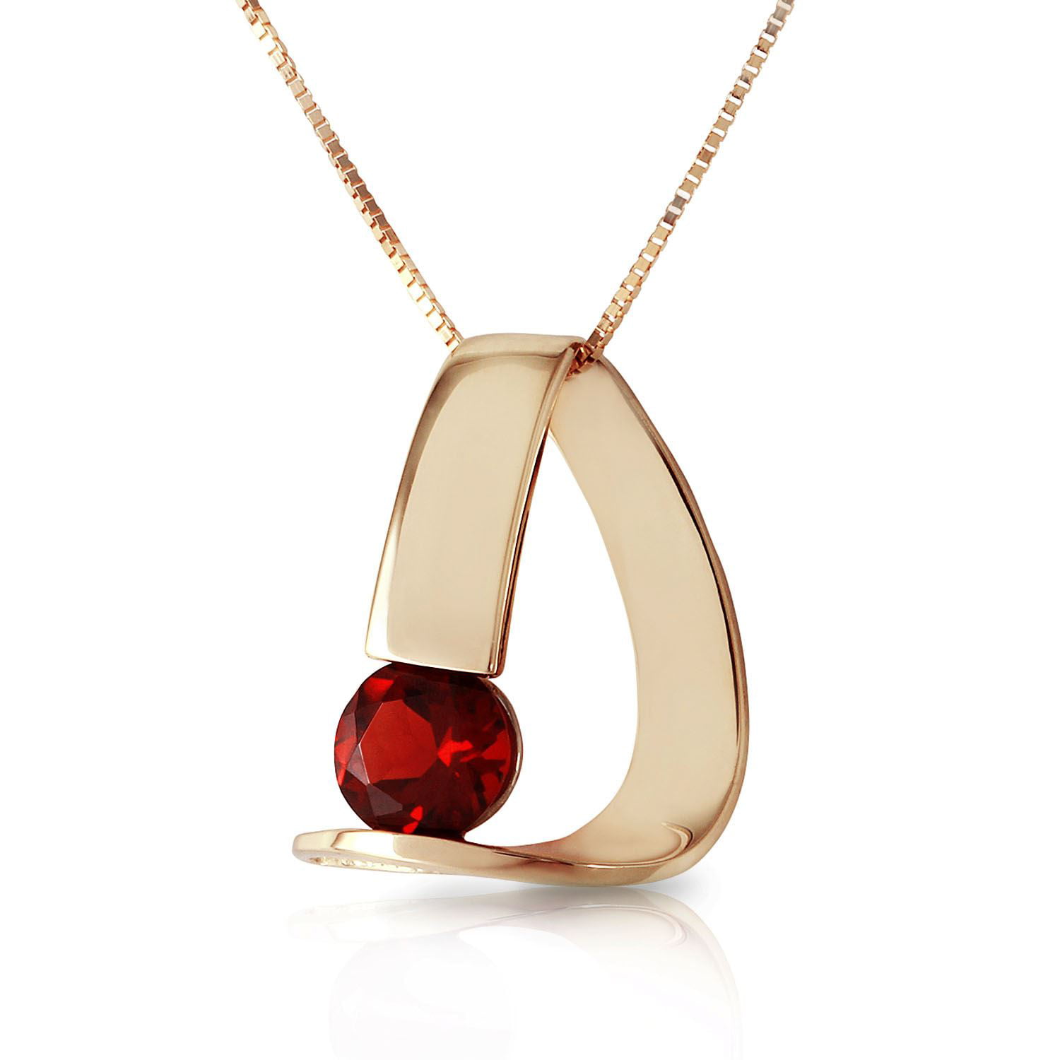 ALARRI 0.25 Carat 14K Solid Gold Thunder Garnet Necklace with 18 Inch Chain Length