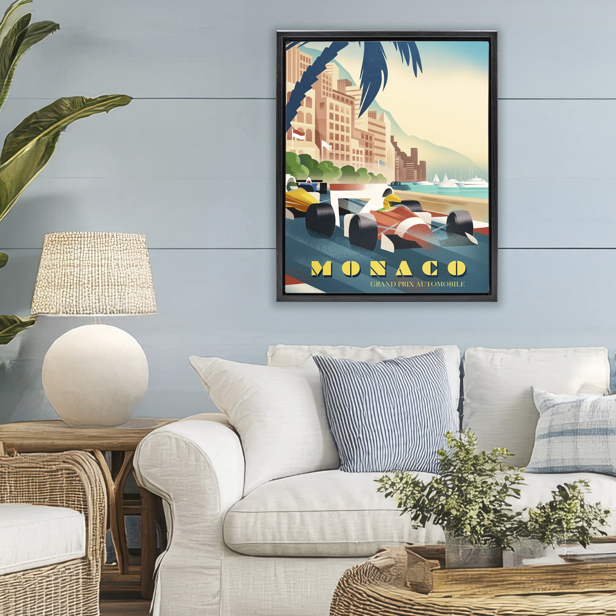 Stupell Industries Monaco Grand Prix Racing Black Framed Floater Canvas Wall Art, design by Martin Wickstrom