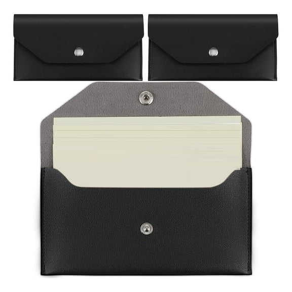 3Pcs PU Leather Cash Envelopes, Waterproof Money Envelopes Reusable Wallet Bags Budget Envelopes,Black
