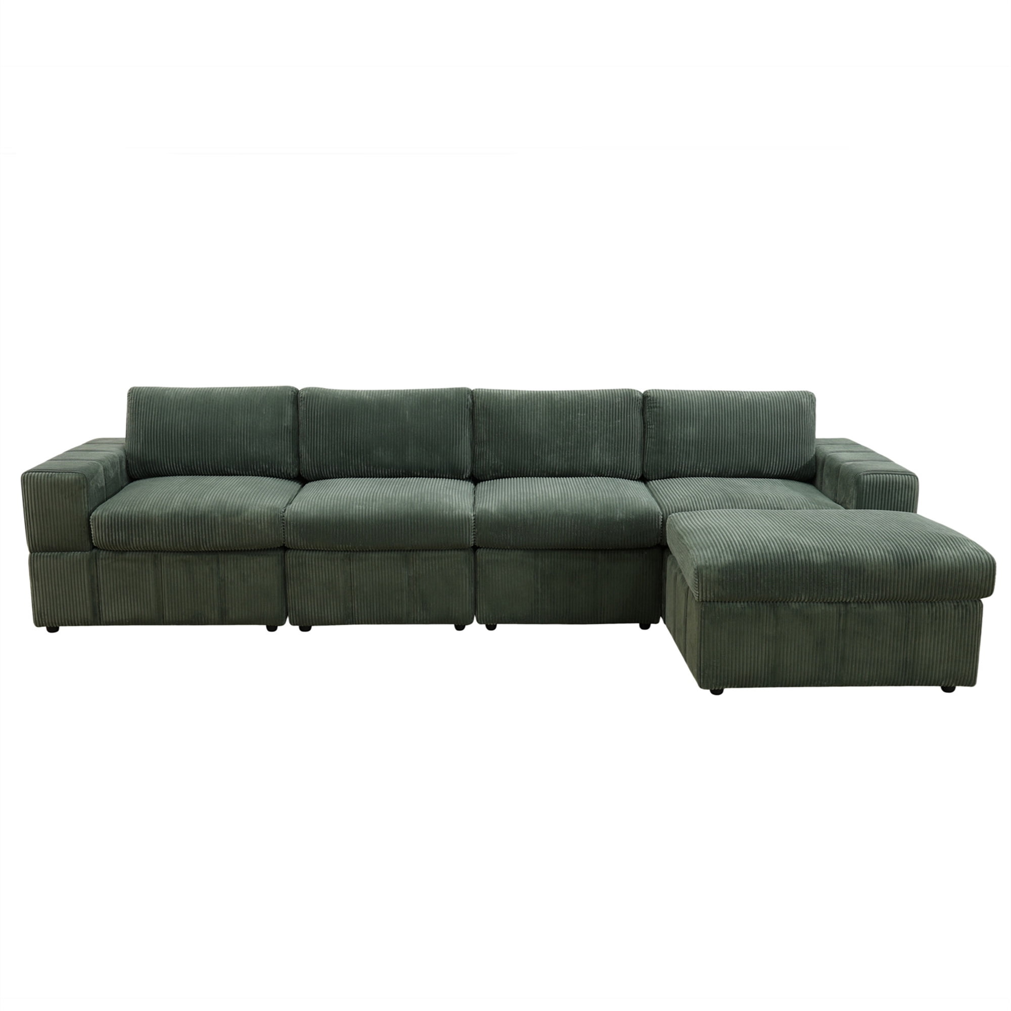 Aukfa Sectional Sofa, 138" Oversized Modular Couch with Ottoman for Living Room, Corduroy, Green
