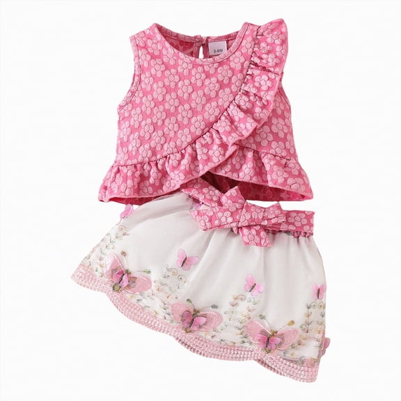 Ccpelsie Little/Big Girl's 2 Piece Outfits Cute Summer T-Shirt and Graphic Shorts Children Clothing Sets(Hot Pink,2-3 Years)