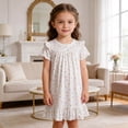 thumbnail image 2 of LIIPEE Cartoon Graphic Nightgown For Girls Short Sleeve Summer Lightweight Ruffle Sleepwear Dress Kids Loose Breathable Cute Daily Homewear,2-3 Years, 2 of 5