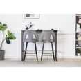 thumbnail image 6 of 28" Counter Height Bar Stools Set of 2, Modern Velvet Barstools with Nailheads, Upholstered Bar Chairs Counter Stools with Gold Tipped Black Metal Legs for Kitchen Island Pub Living Room, Gray, 6 of 8
