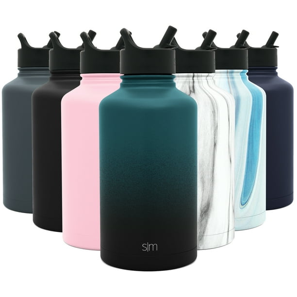 water bottle with measurements and straw