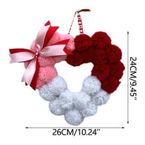 Mecorevxz Valentines Day Wreath 11 Inch Felt Heart Ball Wreath Valentines Door Hanger Garland for Engagement Anniversary Home Indoor Outdoor Decoration(C)