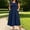 Navy, variant on Qulqfy Boho Summer Dresses for Women 2026 Casual Plus Size Maxi Black Long Sleeve Flowy Plain Ruched Square Neck Corset Beach Long Dresses with Pockets L
