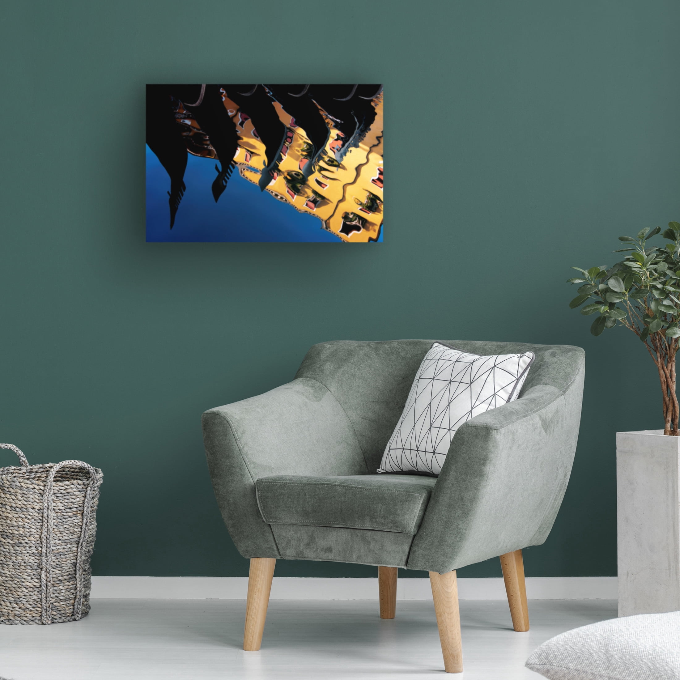 Canvas Wall Art - Fabrizio Vendramin 'Venice - Gondole - Reflex' Wall Art for Living Room, Bedroom, or Office D?cor by Trademark Fine Art - 32 x 22 Inches
