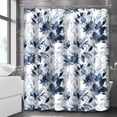 thumbnail image 3 of Blue Shower Curtain, Floral Shower Curtains for Bathroom, Blue White Waterproof Fabric Shower Curtain, Modern Simple Shower Curtain Sets, Navy Blue Flowers Bathroom Decor-72x72 Inch (With 12 Hooks), 3 of 6
