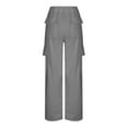 thumbnail image 4 of Grey Womens Cargo Pants Fashion Solid Color Loose Straight Leg With Pockets Casual Pants Yoga Pants Fall Outfits Womens Work Pants Size S, 4 of 4