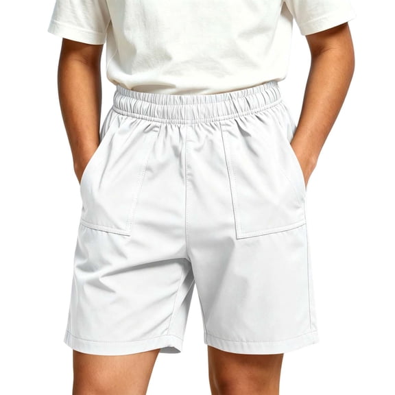 Jalioing Boys Summer Cargo Shorts Casual Solid Color Elastic Waist Outdoor Sport Shorts Big Boys Loose Athletic Shorts