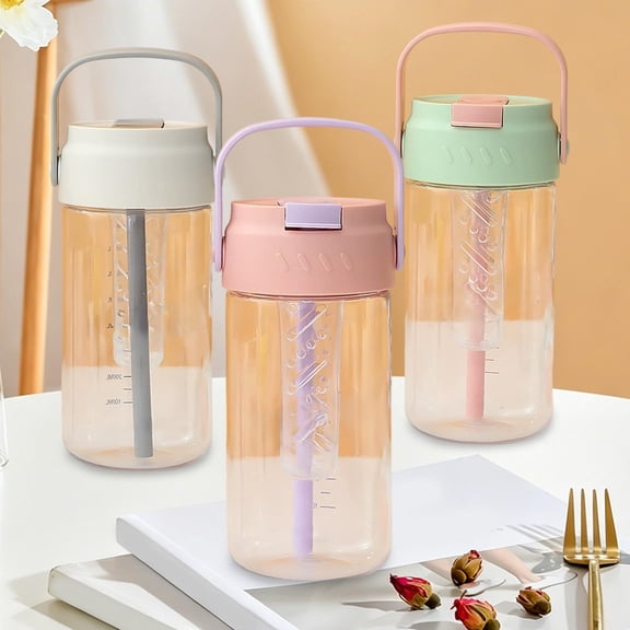 Summer Straw Tumbler Shatterproof Water Bottle Portable Insulated Reusable Cup with Lid & Straw, Topliu