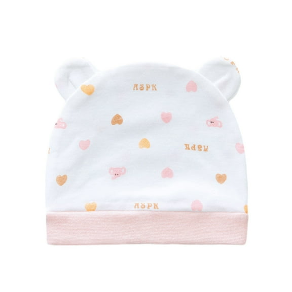 Newborn Cotton Hats Print Cartoon Preemie Baby Hats Bear Ears Beanies Sunny Hats for Hospital Baby Boy and Girl 0-6 Months, 1/3/6-Pack