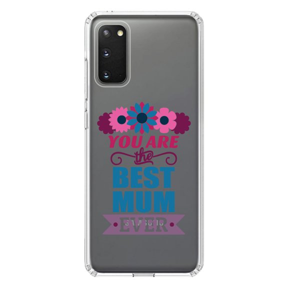DistinctInk Clear Shockproof Hybrid Case for Galaxy S20 / S20 5G (6.2" Screen) - TPU Bumper Acrylic Back Tempered Glass Screen Protector - You Are the Best Mum Ever