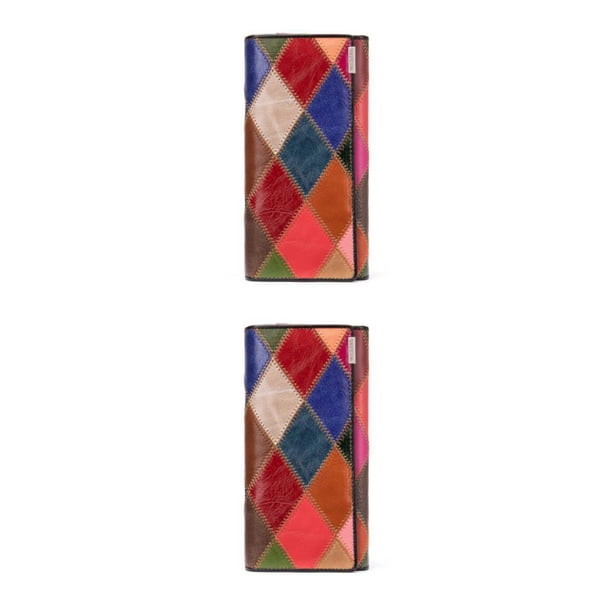 Sonducket Cartera de lujo para mujer, monedero empalmado de cuero PU, bolsillo largo para tarjetas de crédito con bolso de mano con cremallera Type2 NO2