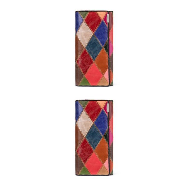 Qarigey Cartera de mujer PU cuero empalmado monedero largo colorido soporte para teléfono móvil estilo japonés multifunción bolsillo Type2 NO2