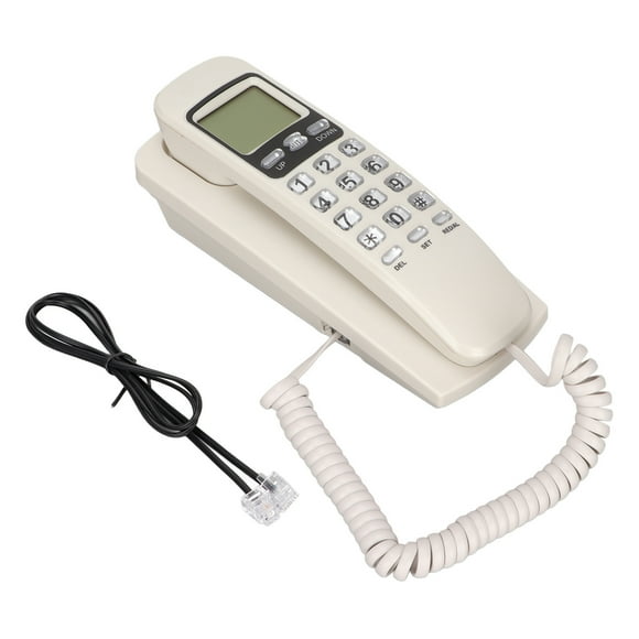 Teléfono de pared con cable KXT777CID, calendario, pantalla LCD, función de remarcación, teléfono fijo con cable para hotel, hogar y oficina (blanco)