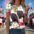 thumbnail image 2 of mgoYE 250th Anniversary Shirt Women Patriotic T-Shirts 3D Graphic Printed Novelty Fashion Tee Short Sleeve Shirt Women Tops Light Blue XL, 2 of 8