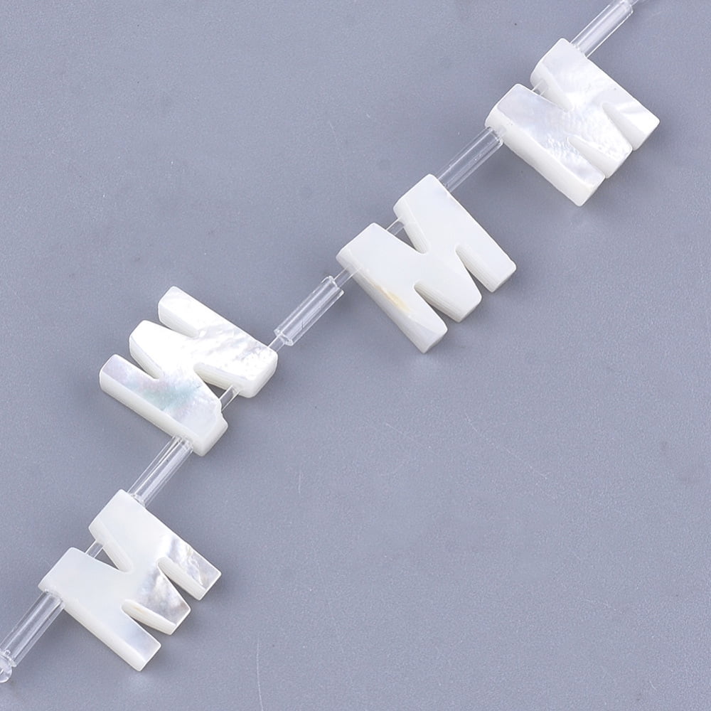 Natural Sea Shell Beads White Shell Mother of Pearl Shell Top Drilled Beads Letter.M 10x2.5~11.5x3mm Hole: 0.8mm