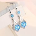 thumbnail image 4 of Huepoe 1 Pair Women Hanging Earrings Blue Rhinestone Water Drop Shape Drop Earrings Hollow Out Dangling Earrings for Prom Party Datings, 4 of 8