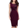 thumbnail image 3 of Youpwaven Women's Sequin Patchwork Sleeveless Dress, Elegant Ruched Bodycon Party Gown, Sexy Side Slit Cocktail Dress for Evening Gala, 3 of 5