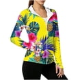 thumbnail image 5 of Warop Womans Zip Up Hoodie, Long Sleeve Tropical Print Thumbhole Sun Protection Jacket, Beach Swimming Cover Up Trip, 5 of 5