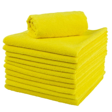 Restaurantware-Clean Tek Professional 16 x 16 Inch Cleaning Cloths 100 Lint Free Microfiber Towels - Highly Absorbent Non Abrasive Yellow Microfiber Cleaning Rags Reusable For All Purpose Use
