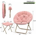 thumbnail image 2 of Sptwo Saucer Chair with Ottoman, Oversized Folding Reading Chair for Teens Adults, Furry Cozy Seat with Gold Metal Frame & Non-Slip Pad for Bedroom, Living Room & Dorm (Pink, 2 Pack), 2 of 12