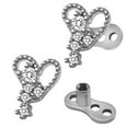 thumbnail image 3 of 2pcs Titanium Dermal Anchor Top Flower Crystal Micro Surface Skin Piercing 16G - Heart 2, as described, 3 of 6
