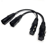 CESS-008 XLR3M to XLR5F DMX512 Adaptor Cable - 3 Pin Male XLR to 5 Pin Female XLR DMX Turnaround 6 inches - 2 Pack