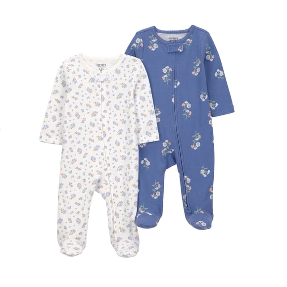 Pack de 2 mamelucos Child of Mine para Bebé Niña 2 Piezas con Estampado Floral Azul Talla 0-3 Meses