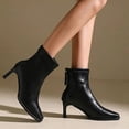 thumbnail image 5 of Women’s High Block Heel Back Zipper Ankle Booties, Elegant Dress Short Boots, Fashion Comfort Heeled Ankle Boots for Party Office Women Black 6, 5 of 7